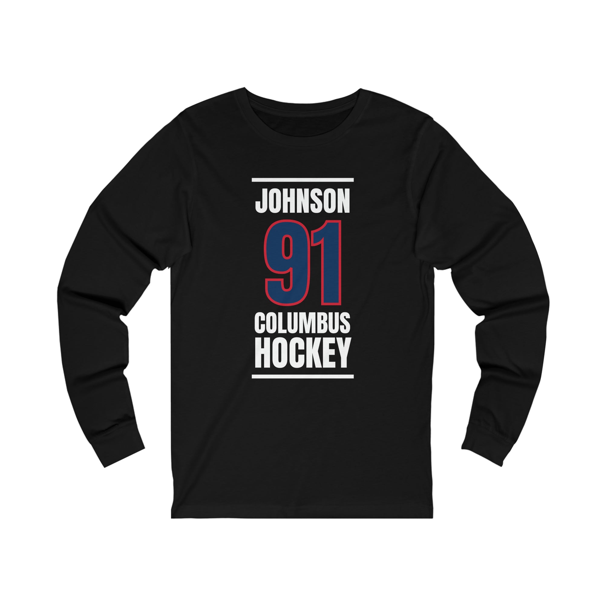 Johnson 91 Columbus Hockey Union Blue Vertical Design Unisex Jersey Long Sleeve Shirt