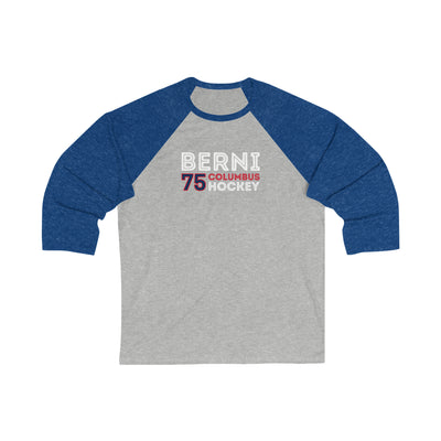 Berni 75 Columbus Hockey Grafitti Wall Design Unisex Tri-Blend 3/4 Sleeve Raglan Baseball Shirt