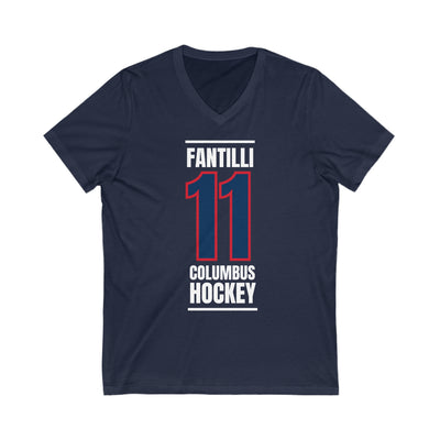 Fantilli 11 Columbus Hockey Union Blue Vertical Design Unisex V-Neck Tee