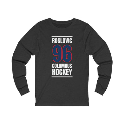 Roslovic 96 Columbus Hockey Union Blue Vertical Design Unisex Jersey Long Sleeve Shirt