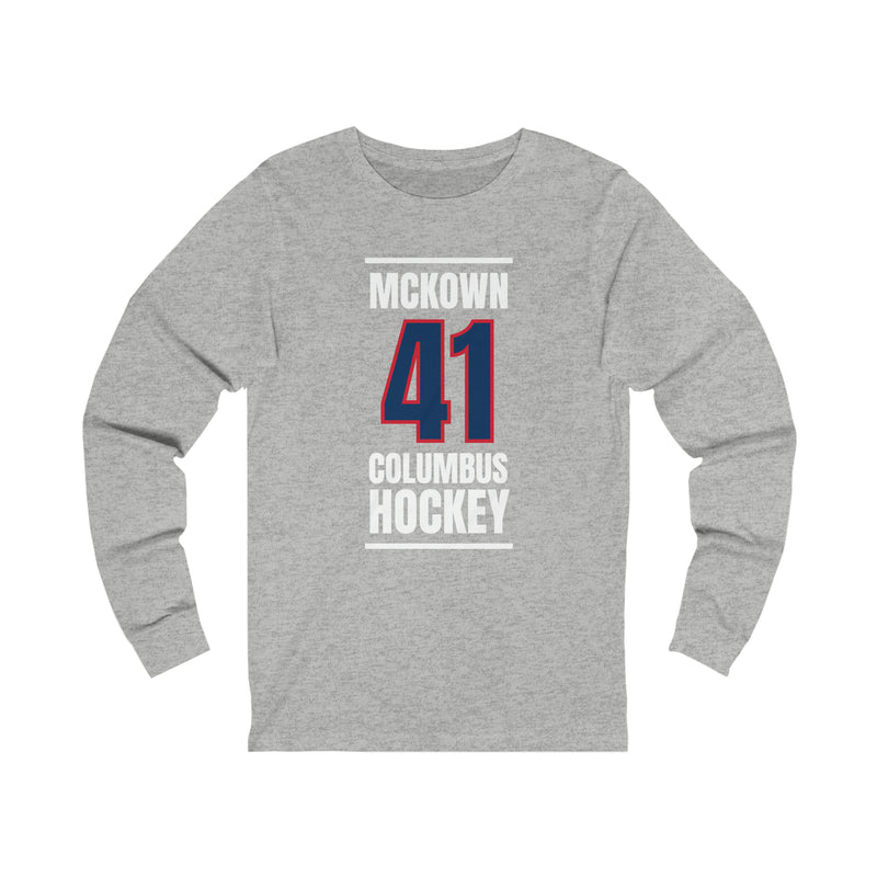 McKown 41 Columbus Hockey Union Blue Vertical Design Unisex Jersey Long Sleeve Shirt