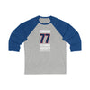 Blankenburg 77 Columbus Hockey Union Blue Vertical Design Unisex Tri-Blend 3/4 Sleeve Raglan Baseball Shirt
