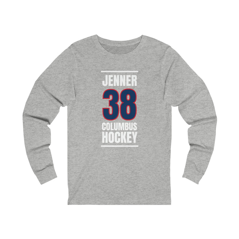Jenner 38 Columbus Hockey Union Blue Vertical Design Unisex Jersey Long Sleeve Shirt