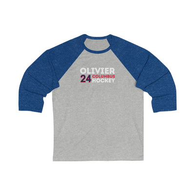 Olivier 24 Columbus Hockey Grafitti Wall Design Unisex Tri-Blend 3/4 Sleeve Raglan Baseball Shirt