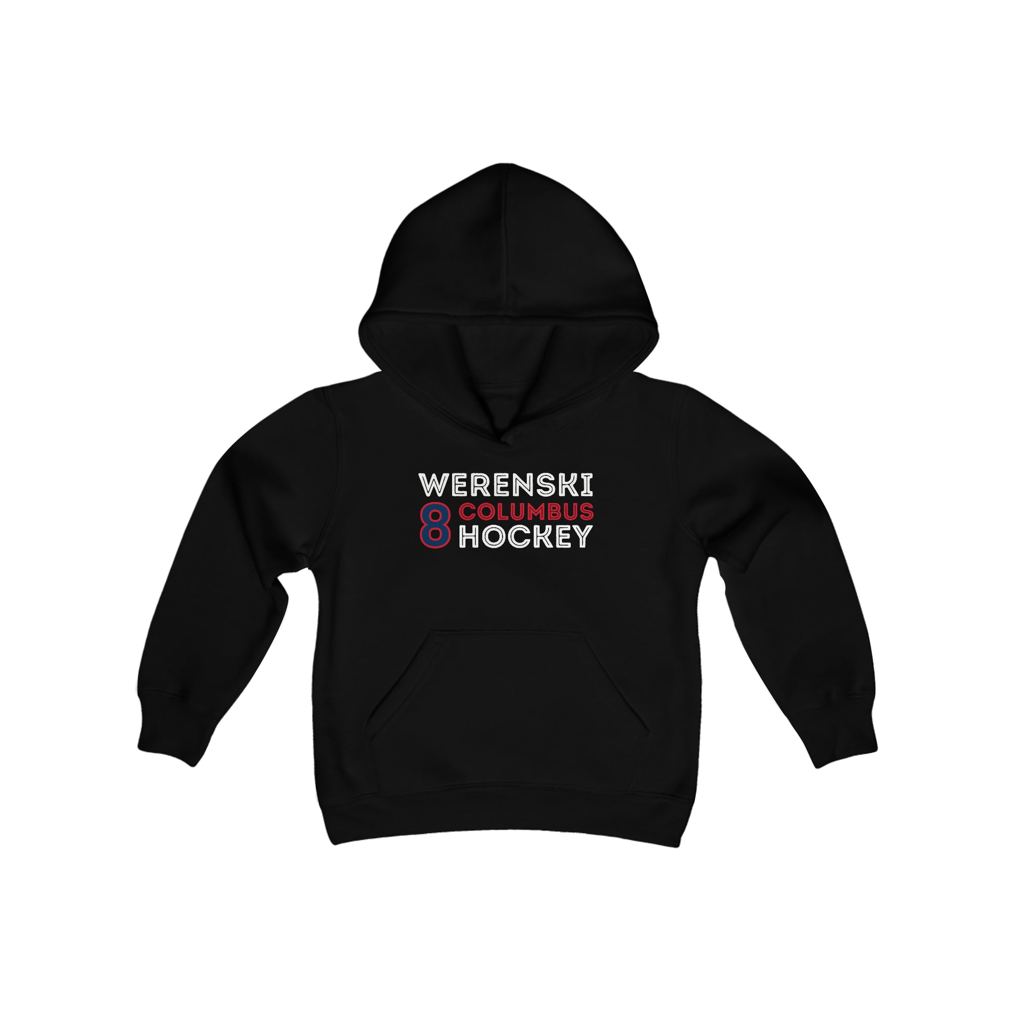 Werenski 8 Columbus Hockey Grafitti Wall Design Youth Hooded Sweatshirt