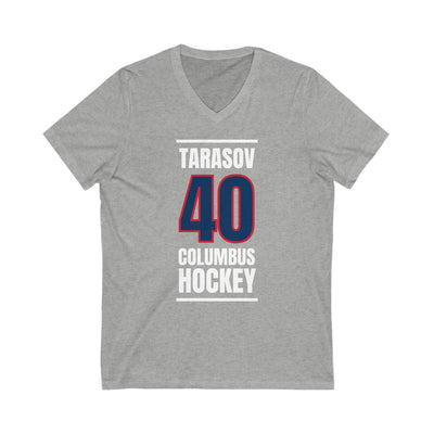 Tarasov 40 Columbus Hockey Union Blue Vertical Design Unisex V-Neck Tee