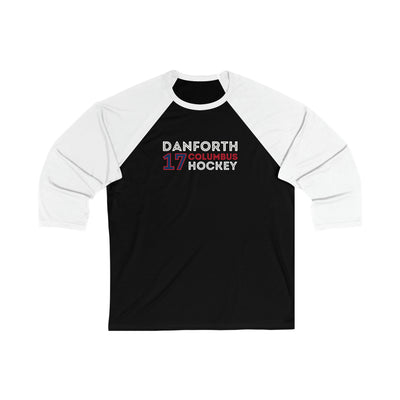 Danforth 17 Columbus Hockey Grafitti Wall Design Unisex Tri-Blend 3/4 Sleeve Raglan Baseball Shirt