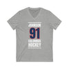 Johnson 91 Columbus Hockey Union Blue Vertical Design Unisex V-Neck Tee