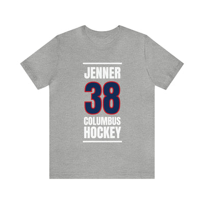 Jenner 38 Columbus Hockey Union Blue Vertical Design Unisex T-Shirt
