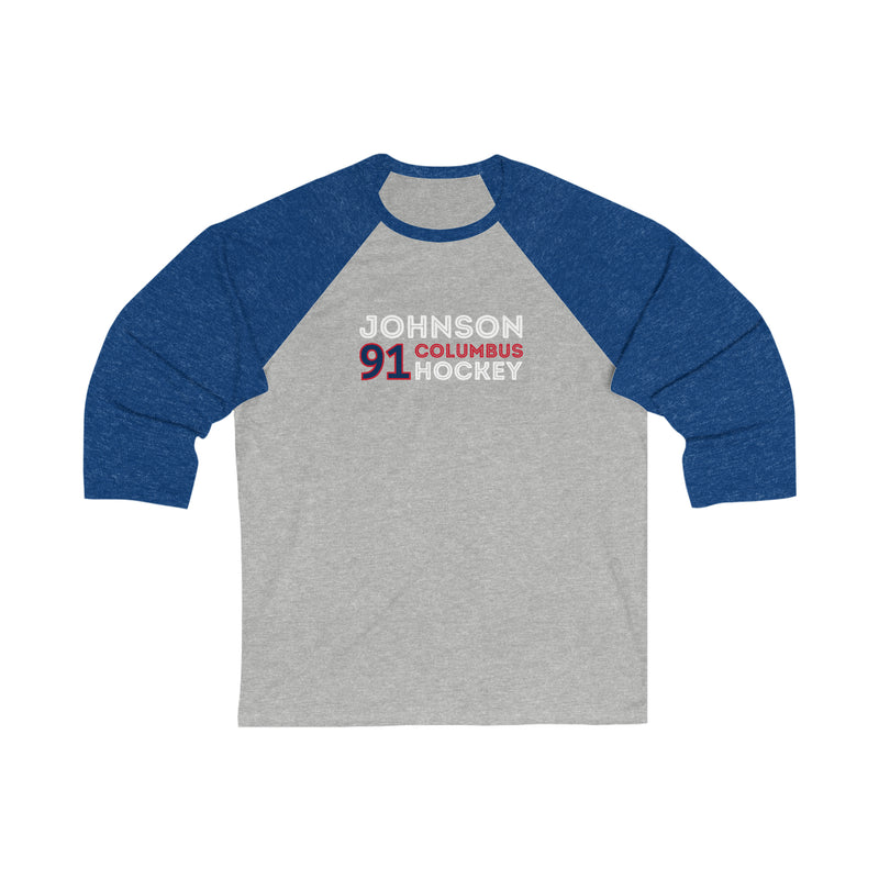 Johnson 91 Columbus Hockey Grafitti Wall Design Unisex Tri-Blend 3/4 Sleeve Raglan Baseball Shirt