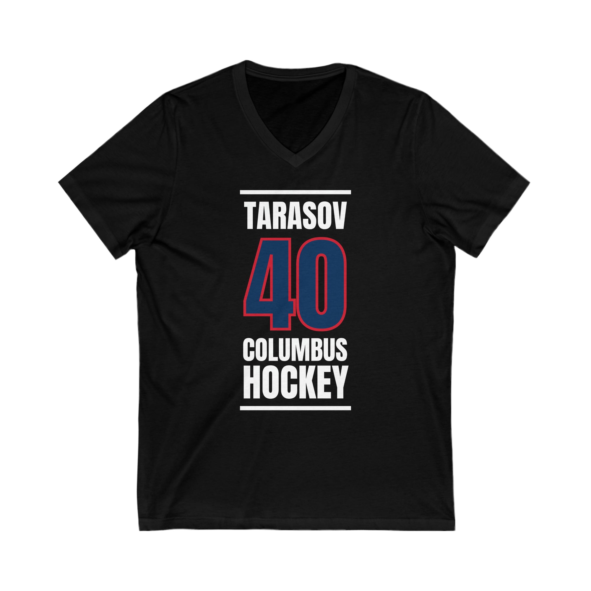 Tarasov 40 Columbus Hockey Union Blue Vertical Design Unisex V-Neck Tee