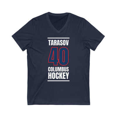 Tarasov 40 Columbus Hockey Union Blue Vertical Design Unisex V-Neck Tee