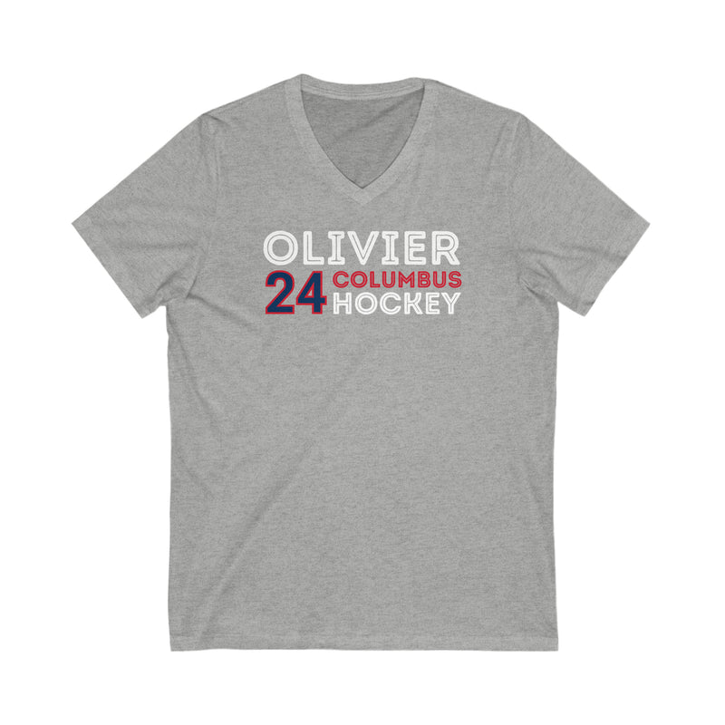 Olivier 24 Columbus Hockey Grafitti Wall Design Unisex V-Neck Tee