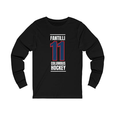 Fantilli 11 Columbus Hockey Union Blue Vertical Design Unisex Jersey Long Sleeve Shirt