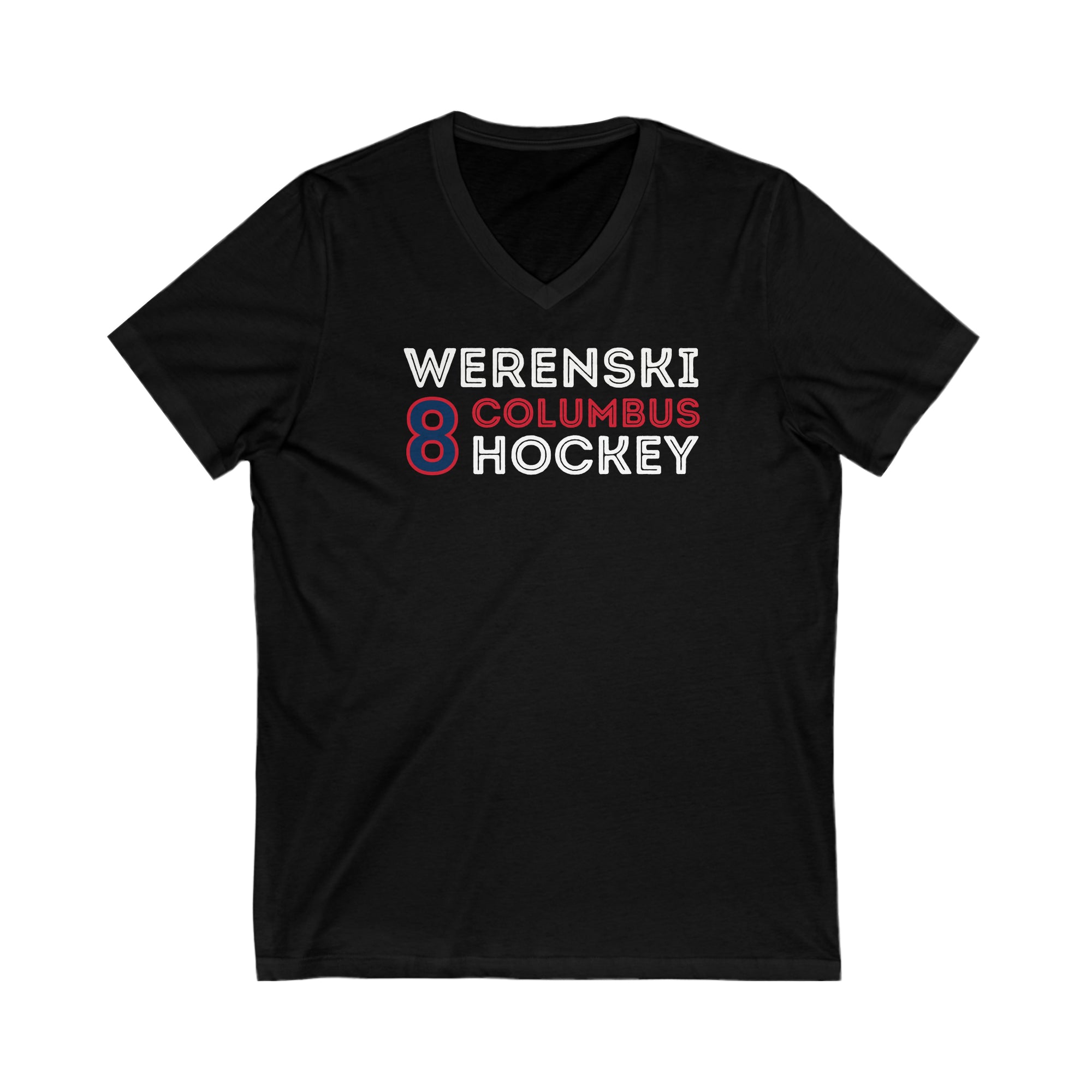 Werenski 8 Columbus Hockey Grafitti Wall Design Unisex V-Neck Tee