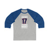 Danforth 17 Columbus Hockey Union Blue Vertical Design Unisex Tri-Blend 3/4 Sleeve Raglan Baseball Shirt