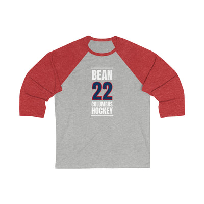 Bean 22 Columbus Hockey Union Blue Vertical Design Unisex Tri-Blend 3/4 Sleeve Raglan Baseball Shirt