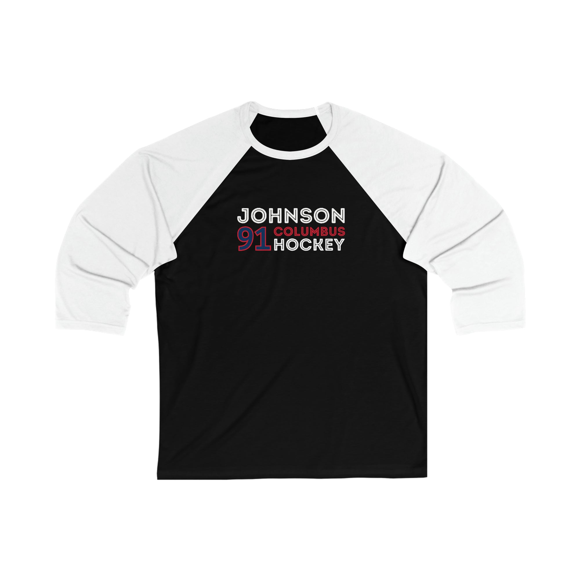 Johnson 91 Columbus Hockey Grafitti Wall Design Unisex Tri-Blend 3/4 Sleeve Raglan Baseball Shirt