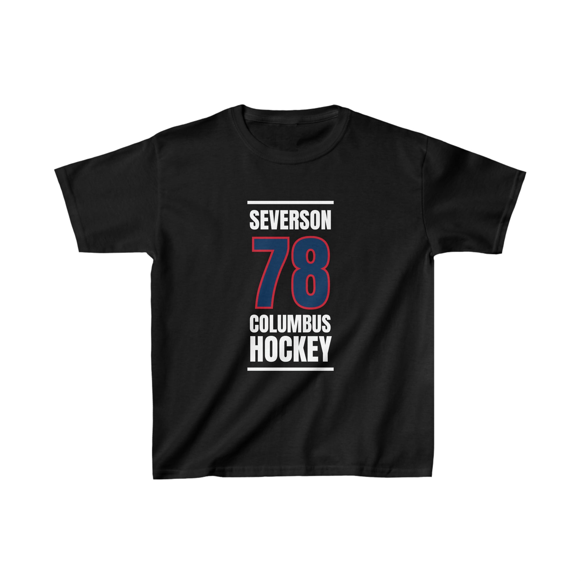 Severson 78 Columbus Hockey Union Blue Vertical Design Kids Tee