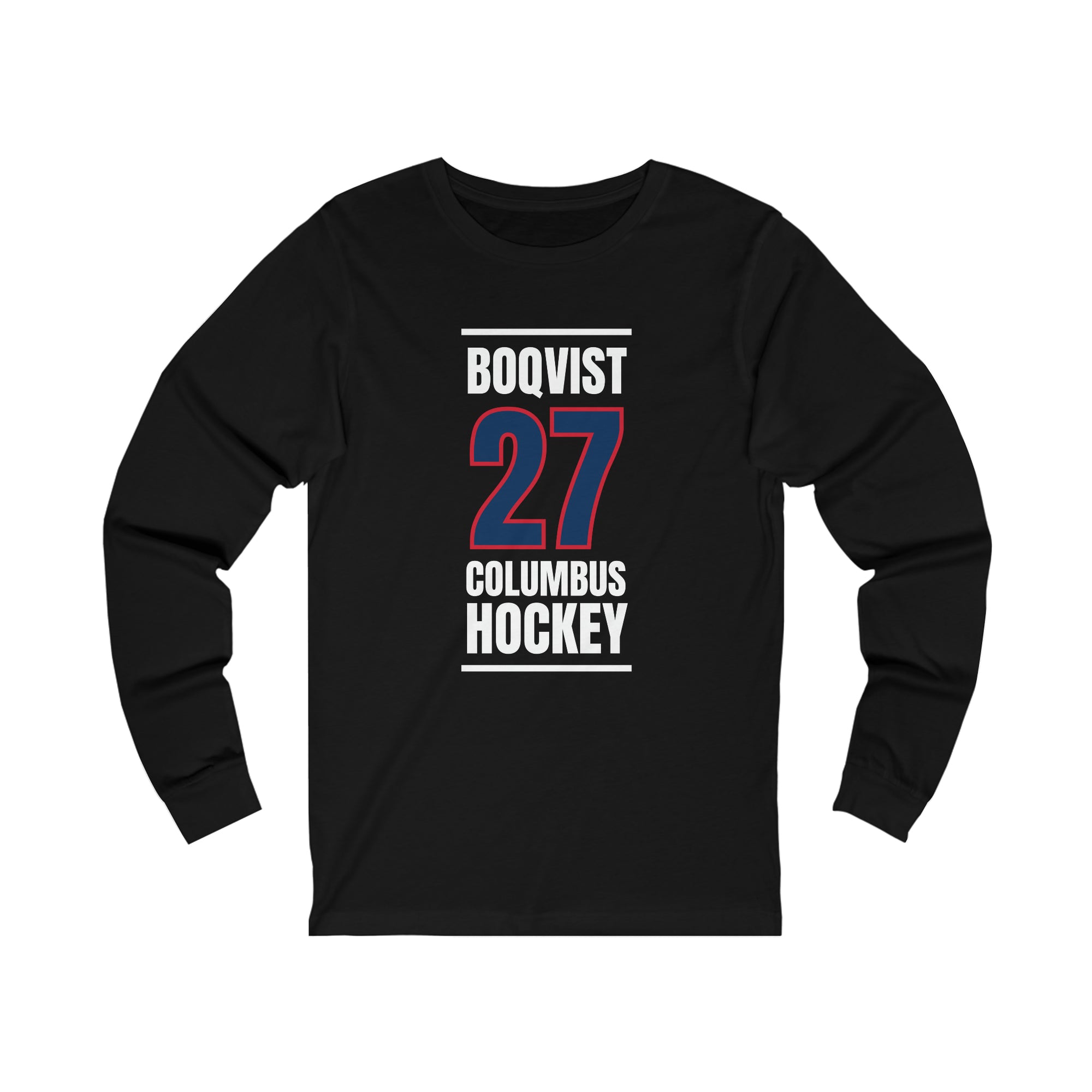 Boqvist 27 Columbus Hockey Union Blue Vertical Design Unisex Jersey Long Sleeve Shirt