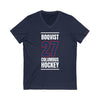 Boqvist 27 Columbus Hockey Union Blue Vertical Design Unisex V-Neck Tee