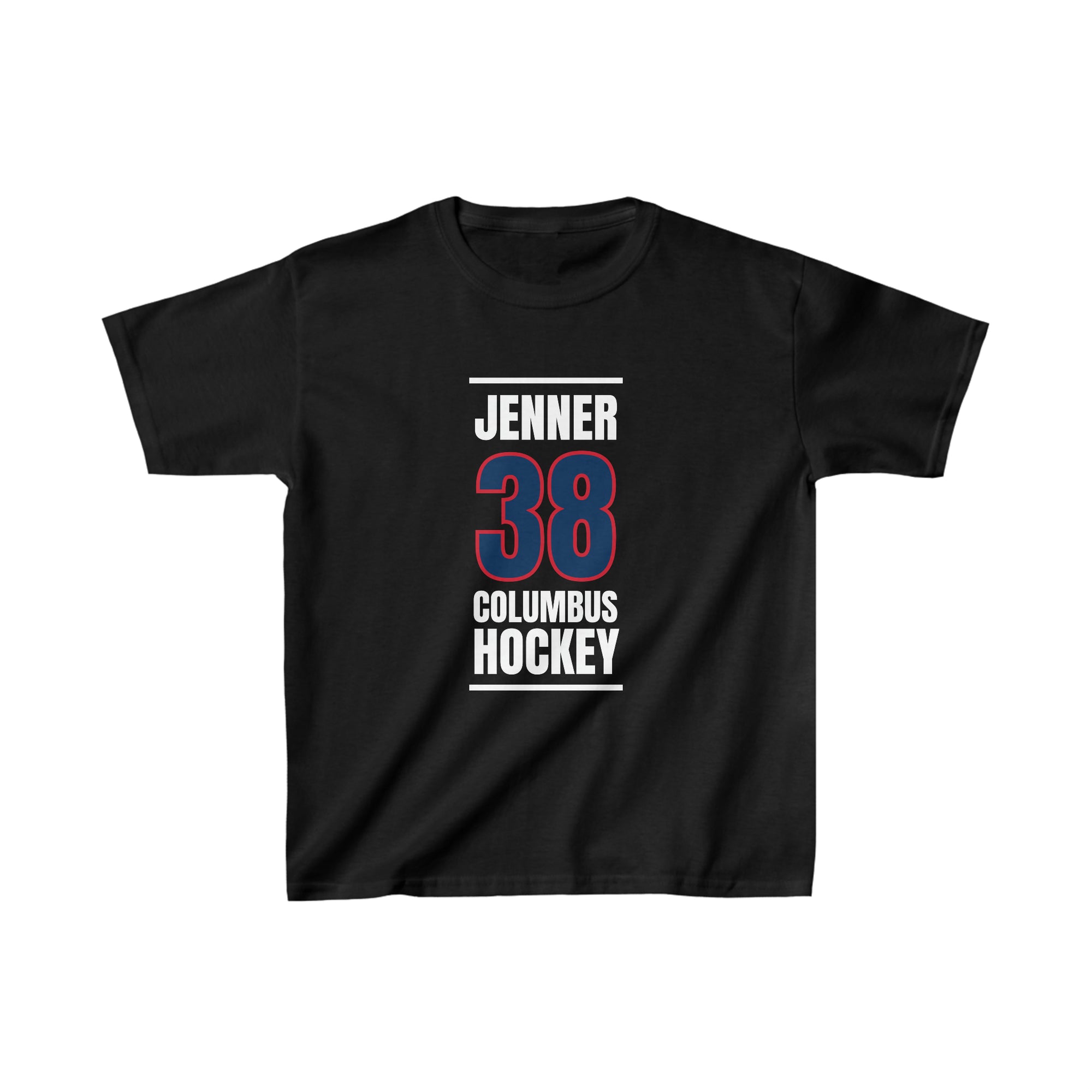 Jenner 38 Columbus Hockey Union Blue Vertical Design Kids Tee