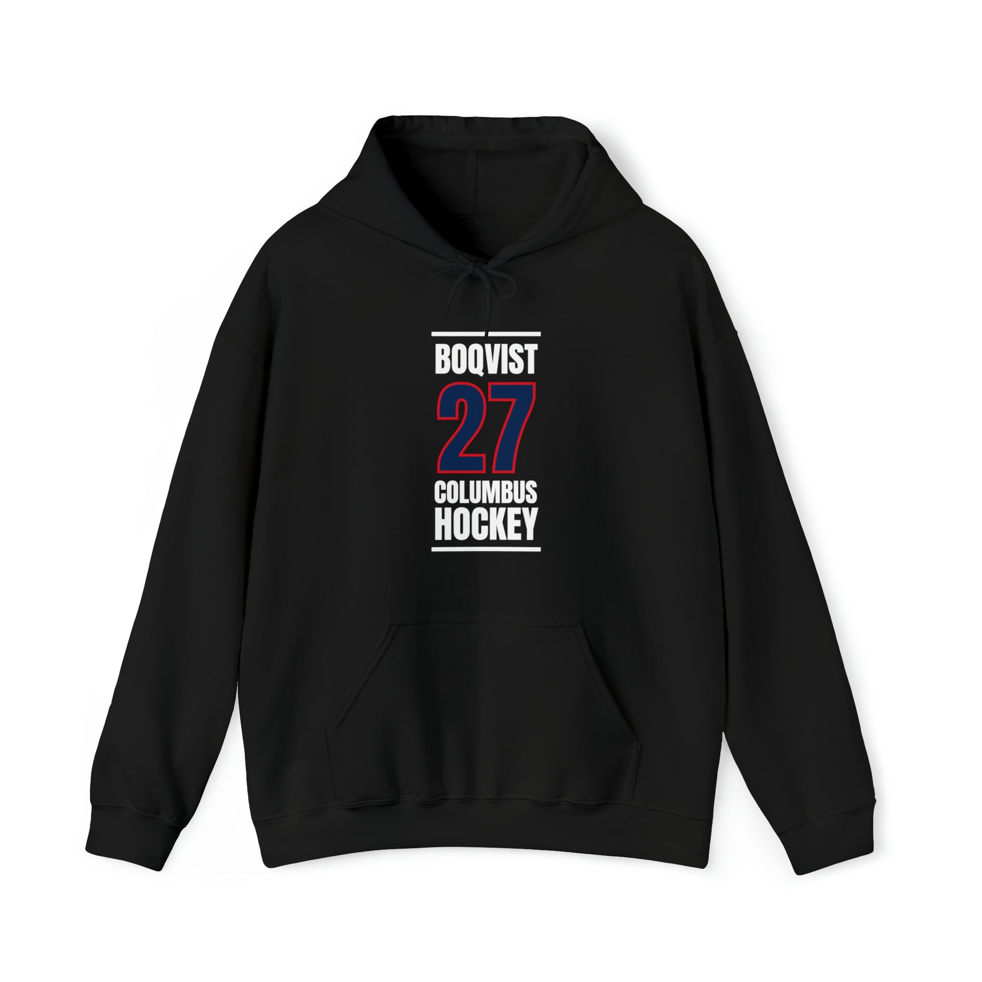 Boqvist 27 Columbus Hockey Union Blue Vertical Design Unisex Hooded Sweatshirt