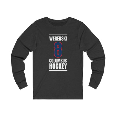 Werenski 8 Columbus Hockey Union Blue Vertical Design Unisex Jersey Long Sleeve Shirt