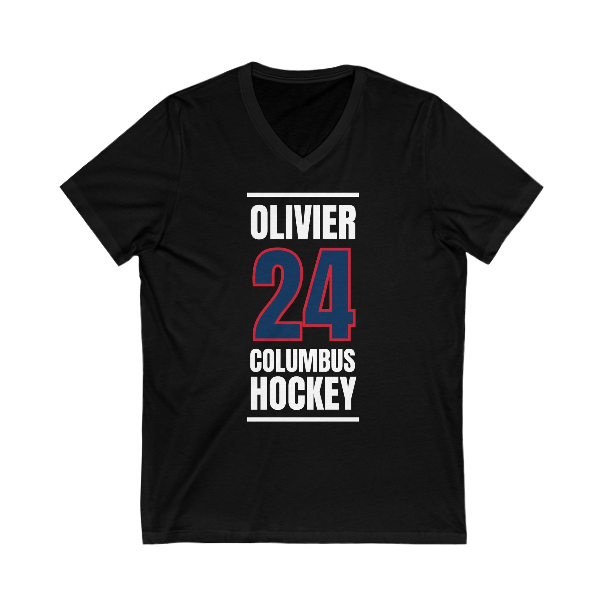 Olivier 24 Columbus Hockey Union Blue Vertical Design Unisex V-Neck Tee