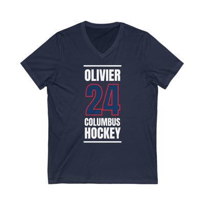 Olivier 24 Columbus Hockey Union Blue Vertical Design Unisex V-Neck Tee