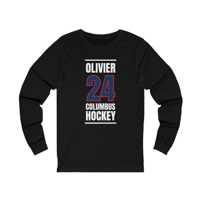 Olivier 24 Columbus Hockey Union Blue Vertical Design Unisex Jersey Long Sleeve Shirt