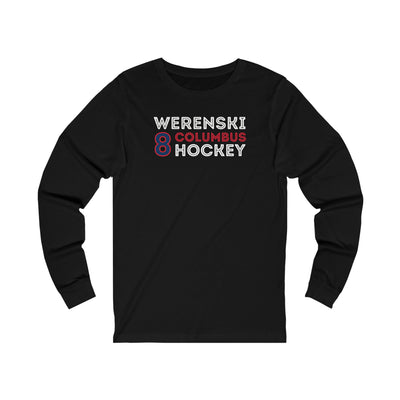 Werenski 8 Columbus Hockey Grafitti Wall Design Unisex Jersey Long Sleeve Shirt