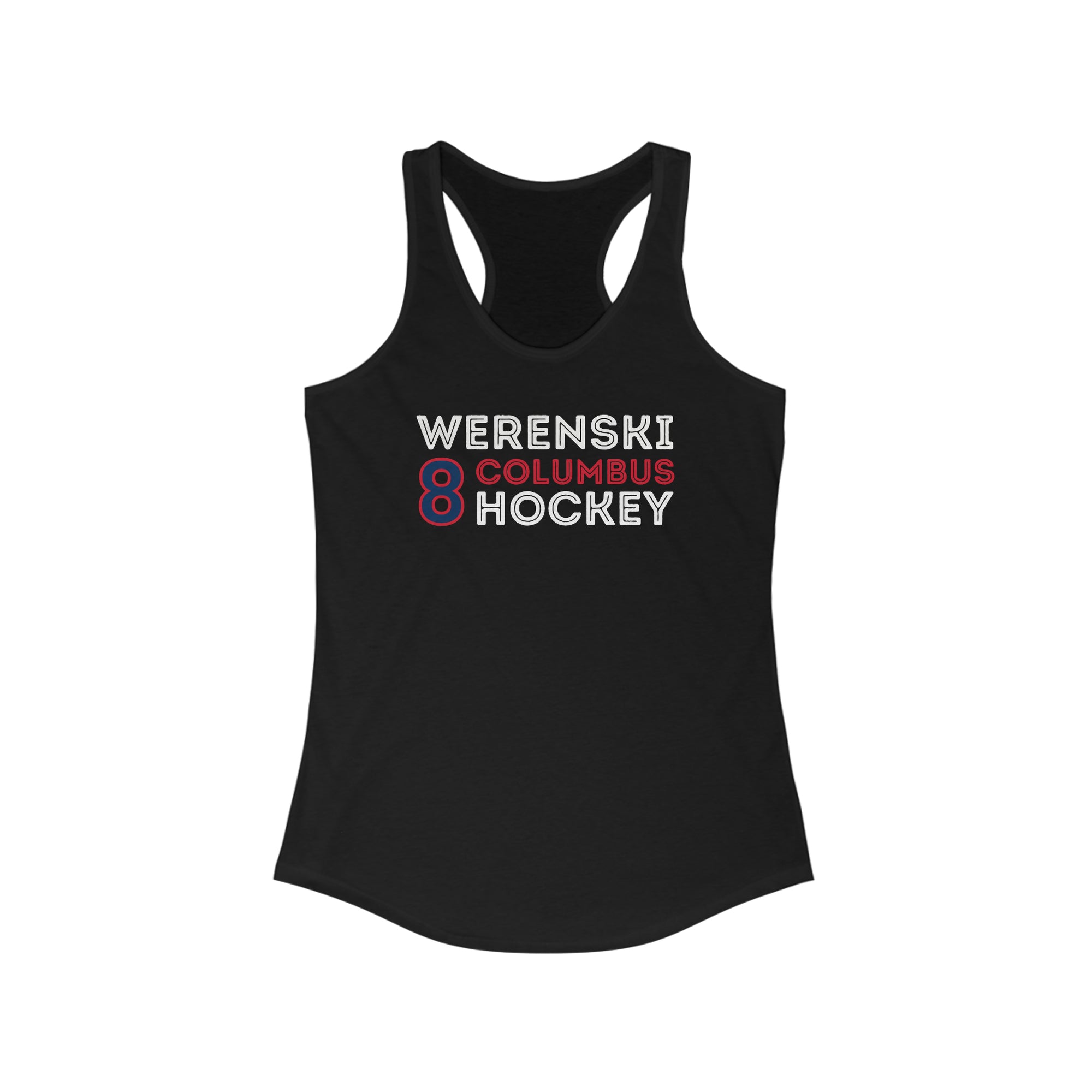 Werenski 8 Columbus Hockey Grafitti Wall Design Women's Ideal Racerback Tank Top