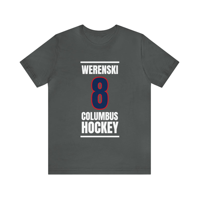 Werenski 8 Columbus Hockey Union Blue Vertical Design Unisex T-Shirt
