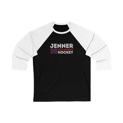 Jenner 38 Columbus Hockey Grafitti Wall Design Unisex Tri-Blend 3/4 Sleeve Raglan Baseball Shirt