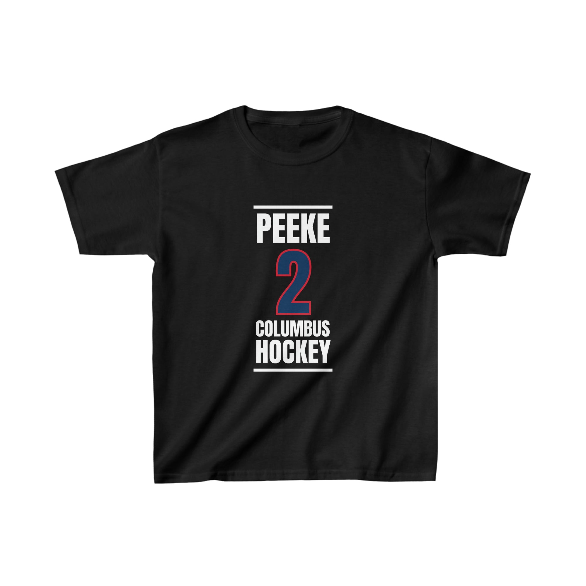 Peeke 2 Columbus Hockey Union Blue Vertical Design Kids Tee