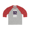 Bemstrom 52 Columbus Hockey Union Blue Vertical Design Unisex Tri-Blend 3/4 Sleeve Raglan Baseball Shirt