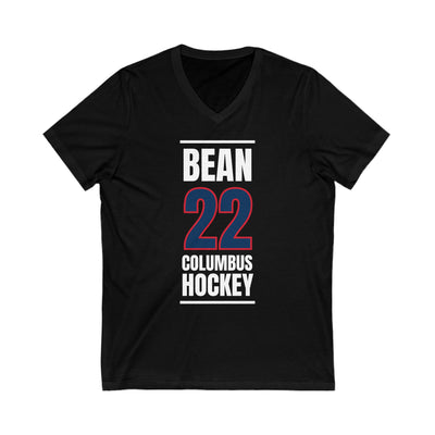 Bean 22 Columbus Hockey Union Blue Vertical Design Unisex V-Neck Tee