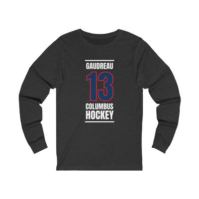 Gaudreau 13 Columbus Hockey Union Blue Vertical Design Unisex Jersey Long Sleeve Shirt