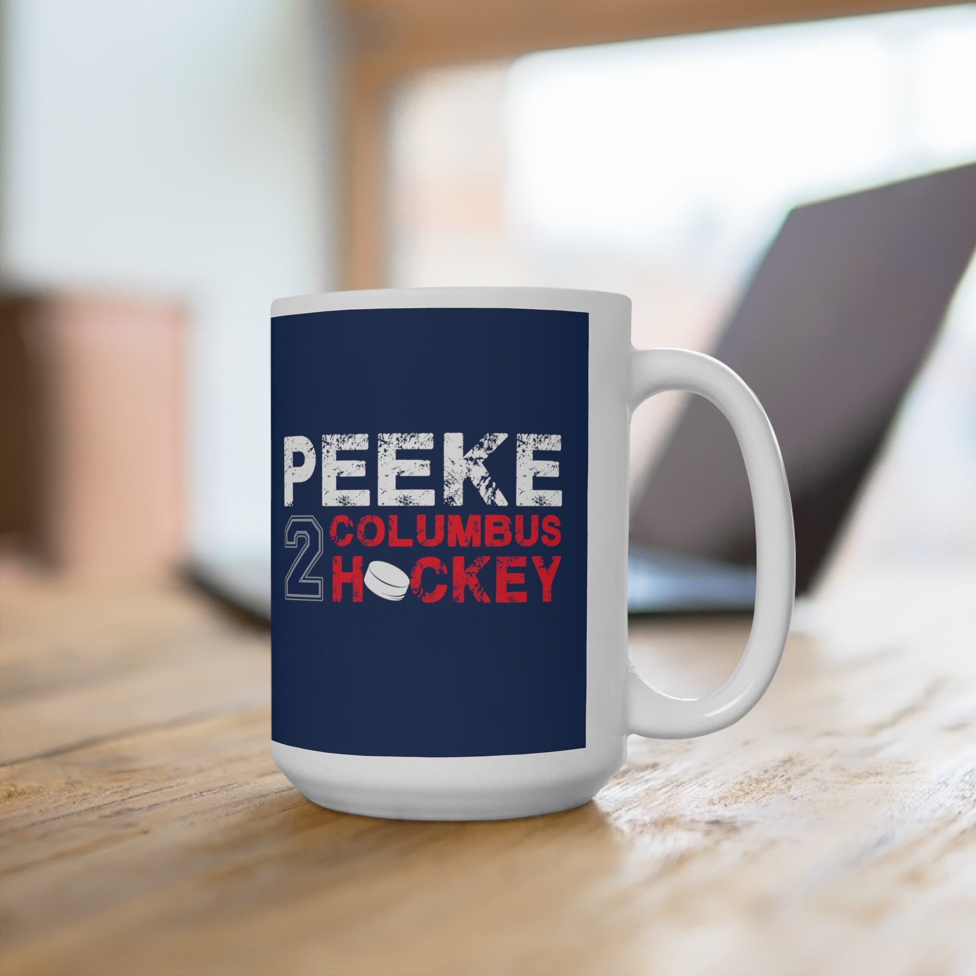 Peeke 2 Columbus Hockey Ceramic Coffee Mug In Union Blue, 15oz