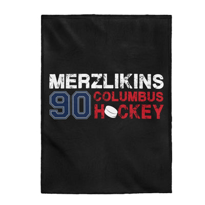 Merzlikins 90 Columbus Hockey Velveteen Plush Blanket