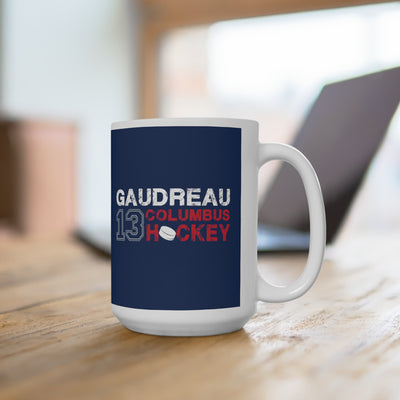 Gaudreau 13 Columbus Hockey Ceramic Coffee Mug In Union Blue, 15oz