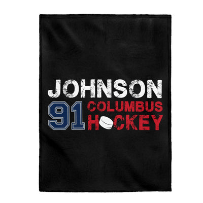 Johnson 91 Columbus Hockey Velveteen Plush Blanket