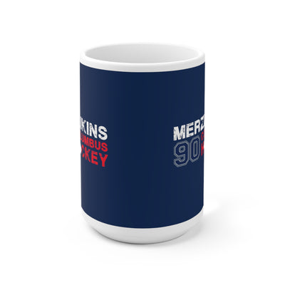 Merzlikins 90 Columbus Hockey Ceramic Coffee Mug In Union Blue, 15oz
