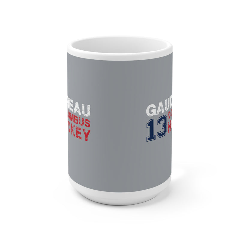 Gaudreau 13 Columbus Hockey Ceramic Coffee Mug In Capital Silver, 15oz
