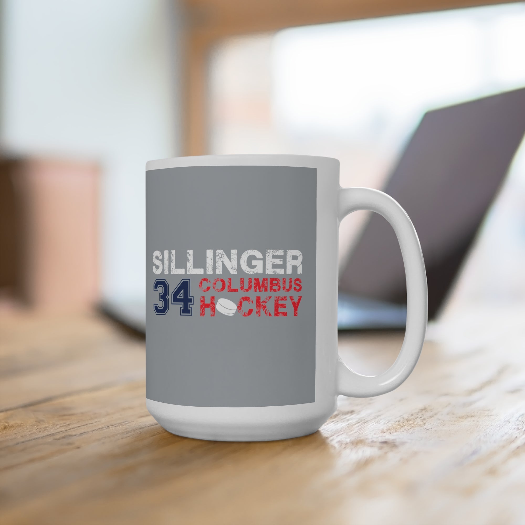 Sillinger 34 Columbus Hockey Ceramic Coffee Mug In Capital Silver, 15oz