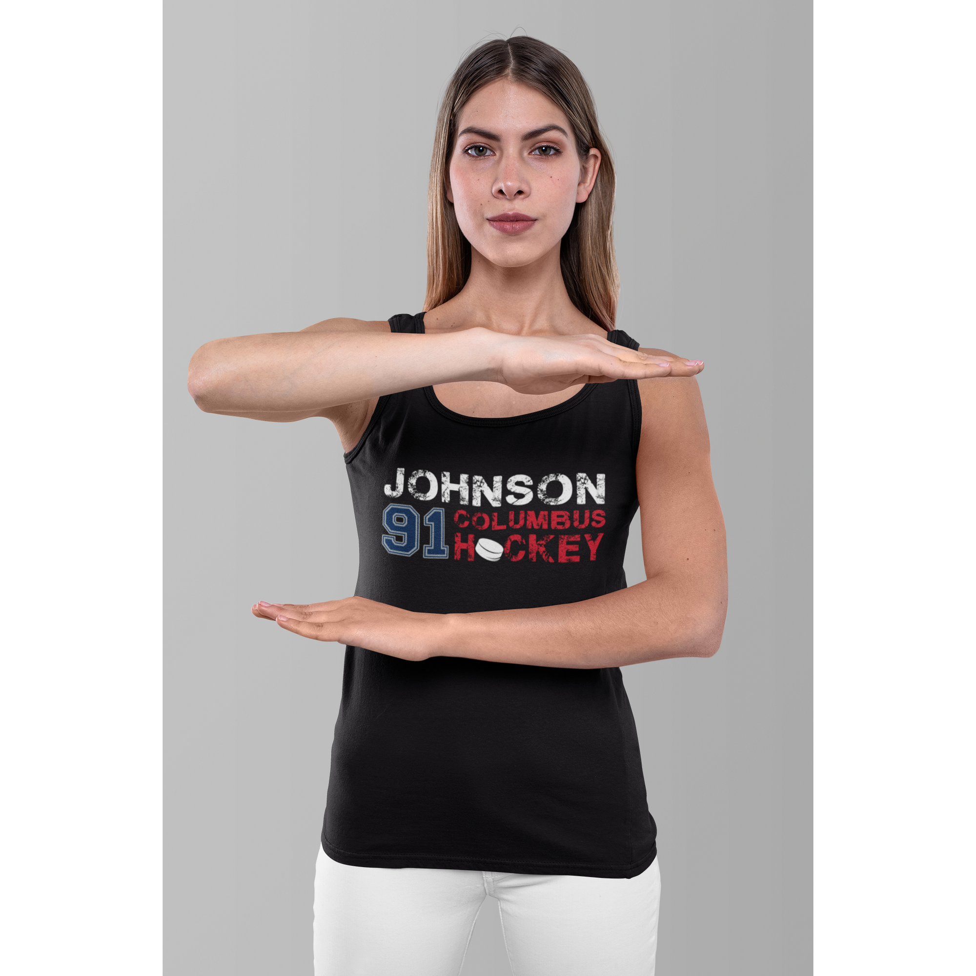 Johnson 91 Columbus Hockey Women's Tri-Blend Racerback Tank Top