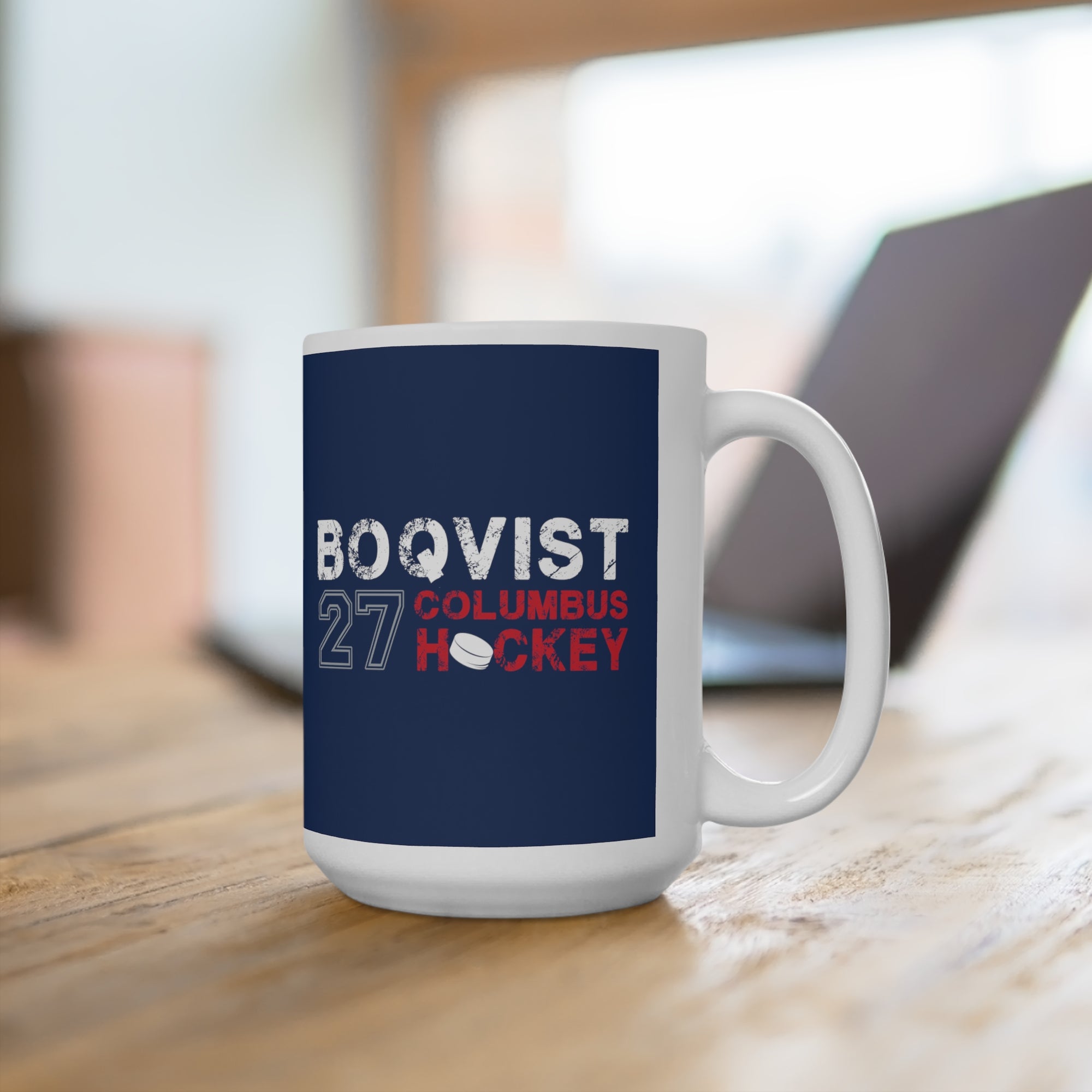 Boqvist 27 Columbus Hockey Ceramic Coffee Mug In Union Blue, 15oz