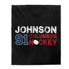 Johnson 91 Columbus Hockey Velveteen Plush Blanket